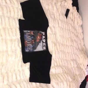 Paper Amour plastic cover off the shoulders shirt